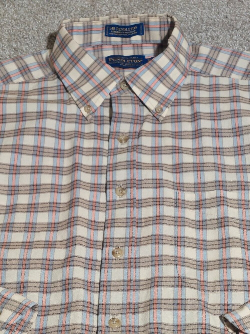 Pendleton Sir Pendleton Modern Wool Flannel Button Down Shirt plaid Size L